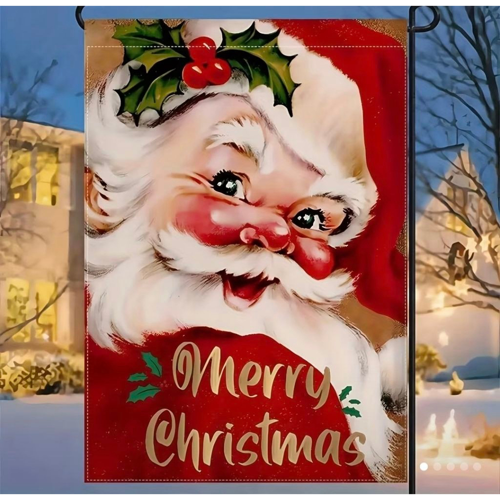 Holiday Decor One Size Red White Santa Merry Christmas Garden Flag